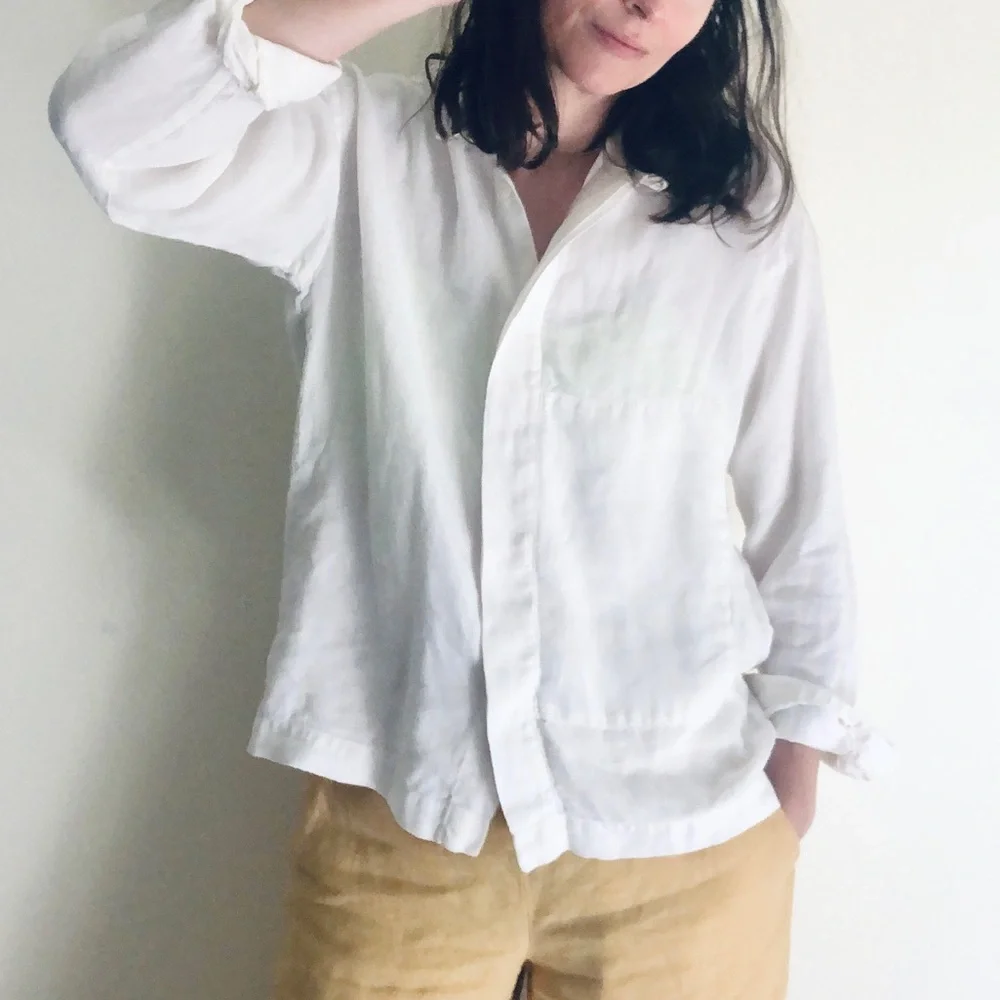 Eskandar 100% linen white button down - Picture 3 of 16